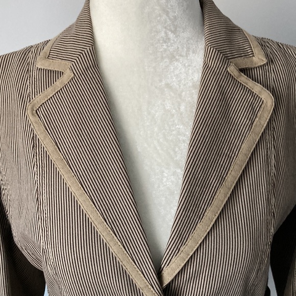LOFT Ann Taylor Brown Striped Blazer Jacket - Picture 4 of 15